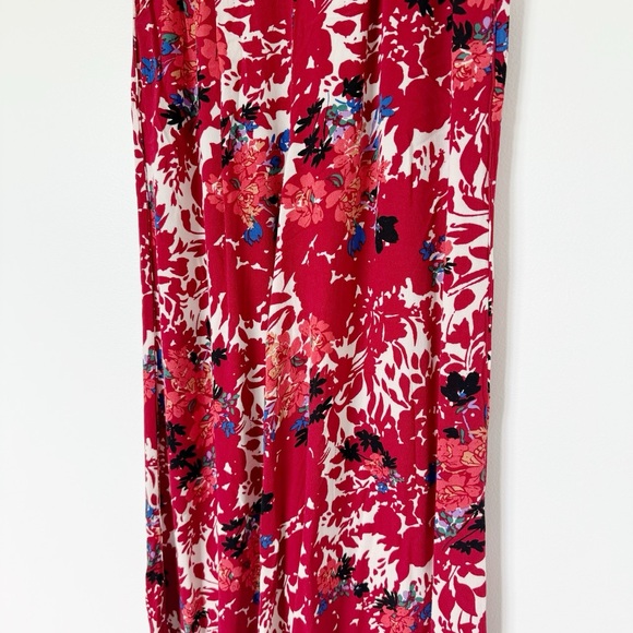 Free People Laye Night Red Floral Print Wide Leg Pants Size Small - Picture 5 of 6